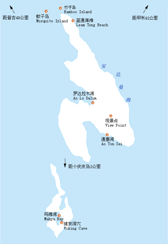 泰国皮皮岛旅游地图