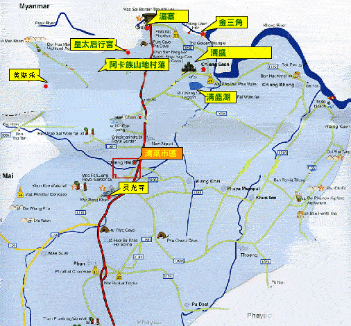 泰国清莱景点地图